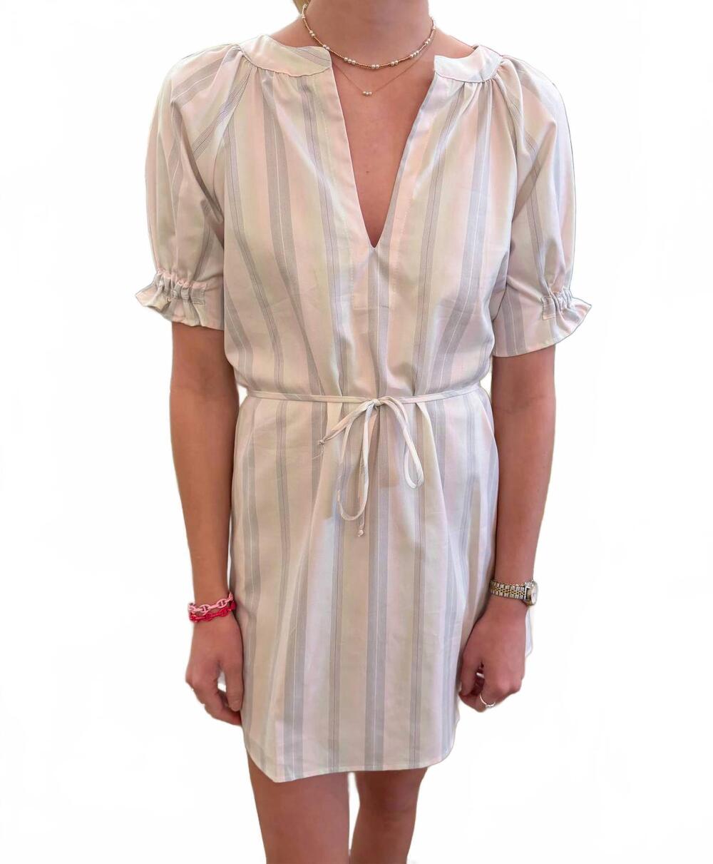 NEW STARKX natasha mini dress in pink cotton multi stripe